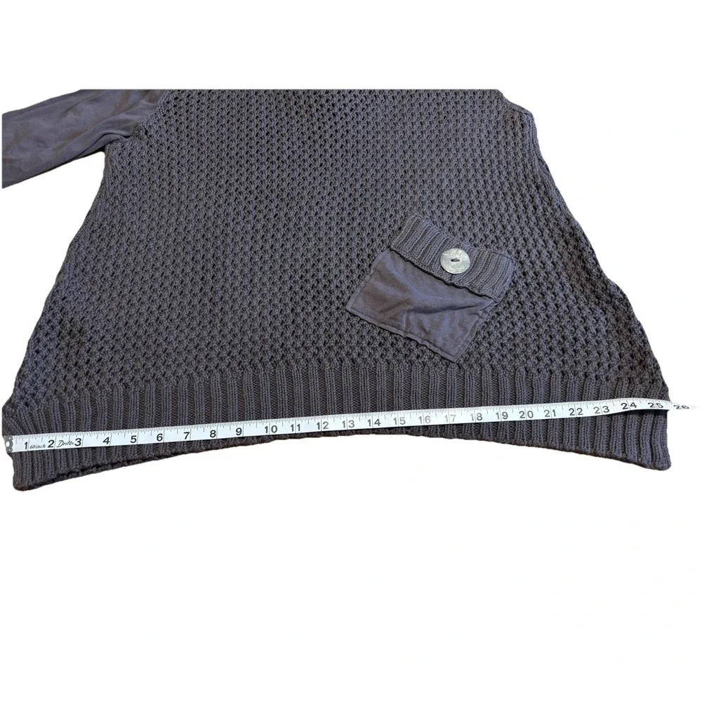 Pure Handknit Women's Oversized Grey Mixed Media Chunky Knit Pocket Sweater XS - Picture 11 of 13